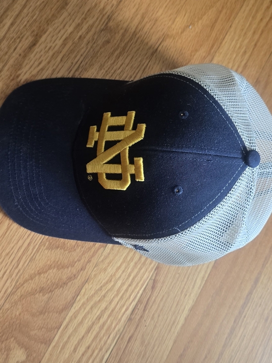 47 Other - 47brand Navy and Gray Mesh Trucker Hat with Gold Notre Dame Embroidered Logo